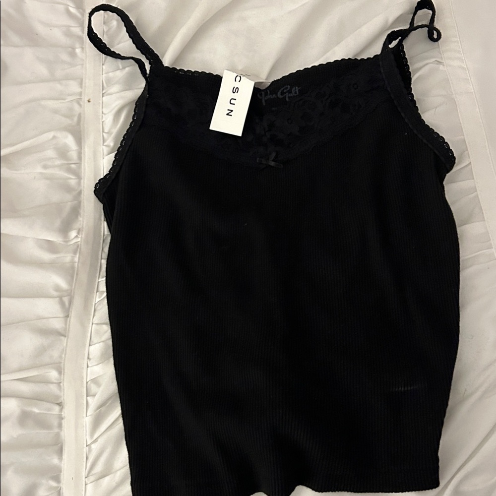 Black Lace Trim Cami Top Pacsun